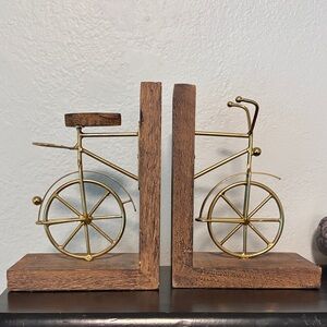 Gold and Brown Bicycle Bookends
